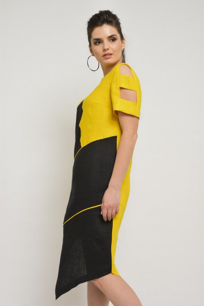 Платье MALI 498 желто-черное - фото 6