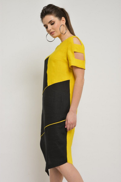 Платье MALI 498 желто-черное - фото 7