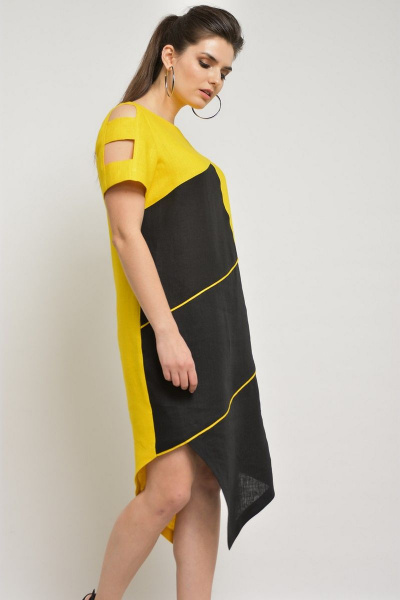Платье MALI 498 желто-черное - фото 8
