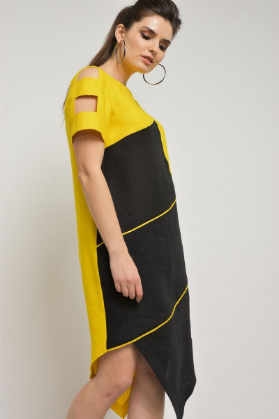 Платье MALI 498 желто-черное - фото 9