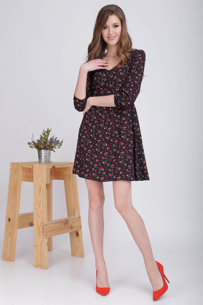 Платье LadisLine 1064 черно-красное - фото 2