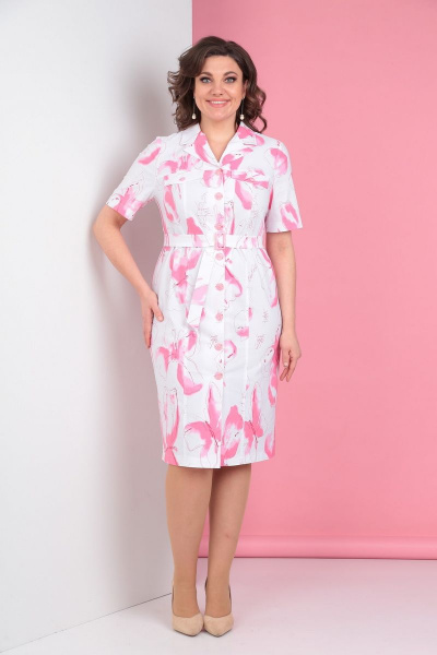 Платье Mubliz 052 бело-розовый - фото 1
