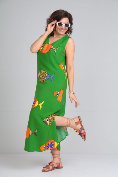 Платье Mubliz 048 зеленый_рыбки - фото 3