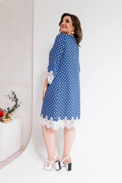 Платье LadisLine 1375 синий_в_горошек - фото 4