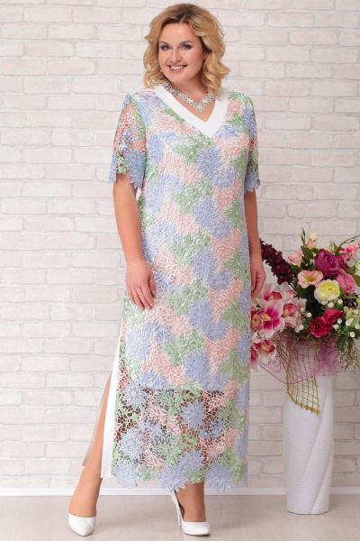 Платье Aira Style 687 голубой+розовый - фото 1