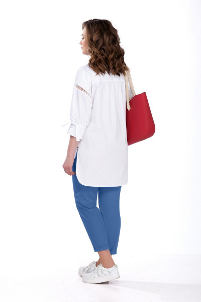 Блуза, брюки TEZA 164 белый+голубой - фото 2