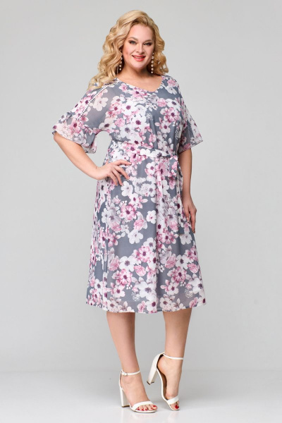 Платье Мишель стиль 1124 серо-розовый - фото 8