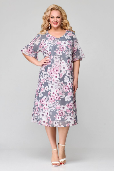 Платье Мишель стиль 1124 серо-розовый - фото 6