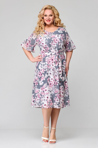 Платье Мишель стиль 1124 серо-розовый - фото 1