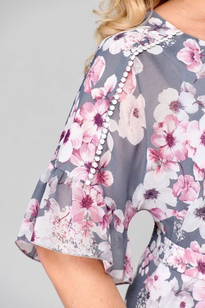 Платье Мишель стиль 1124 серо-розовый - фото 4