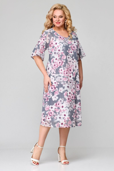 Платье Мишель стиль 1124 серо-розовый - фото 3