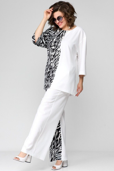 Блуза, брюки EVA GRANT 7082 бело-черный - фото 3