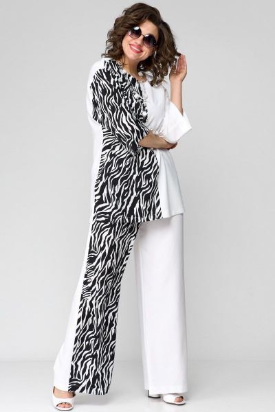 Блуза, брюки EVA GRANT 7082 бело-черный - фото 1