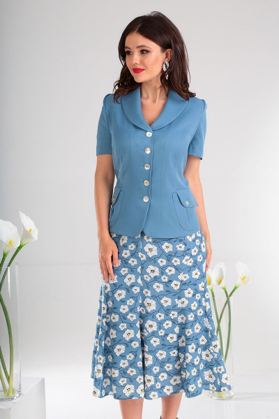 Жакет, юбка Мода Юрс 1741 синий - фото 2