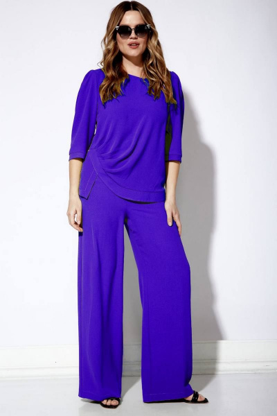 Блуза, брюки Viola Style 20635-1 василек - фото 1