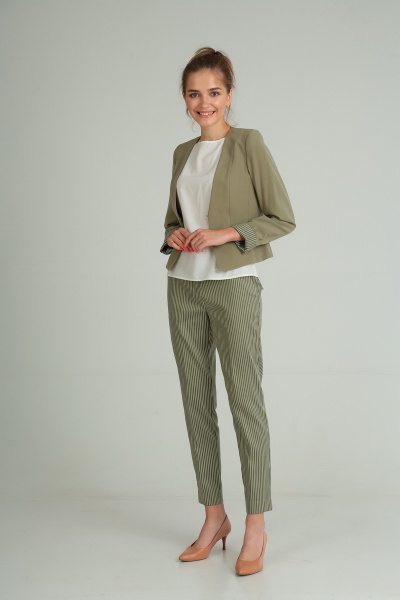 Блуза, брюки, жакет Andrea Style 00172 олива - фото 3