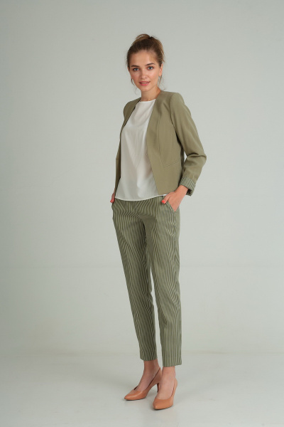 Блуза, брюки, жакет Andrea Style 00172 олива - фото 2