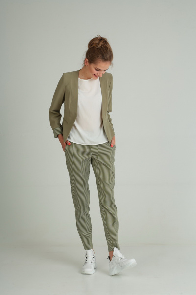 Блуза, брюки, жакет Andrea Style 00172 олива - фото 8