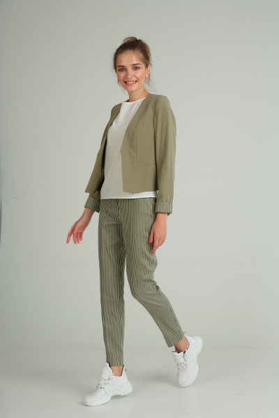 Блуза, брюки, жакет Andrea Style 00172 олива - фото 1