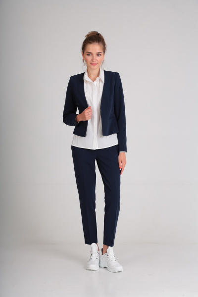 Блуза, брюки, жакет Andrea Style 7063 темно-синий - фото 3