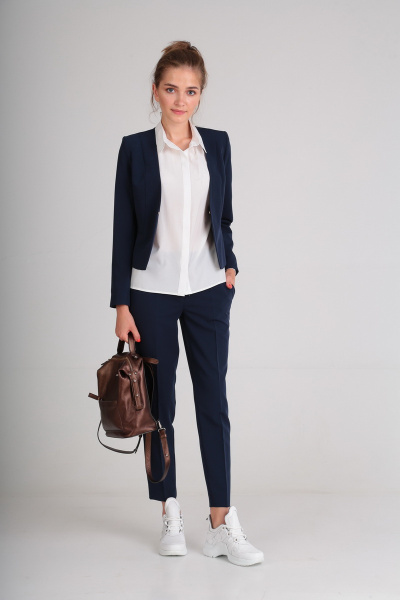 Блуза, брюки, жакет Andrea Style 7063 темно-синий - фото 1