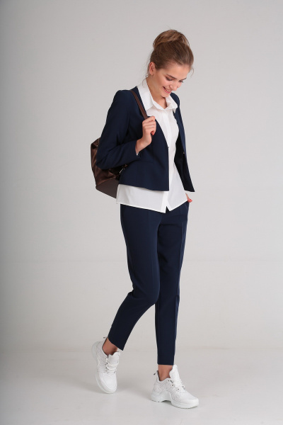 Блуза, брюки, жакет Andrea Style 7063 темно-синий - фото 5