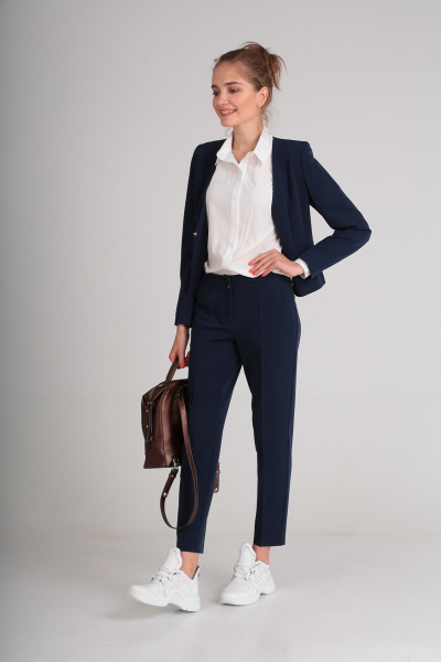 Блуза, брюки, жакет Andrea Style 7063 темно-синий - фото 6