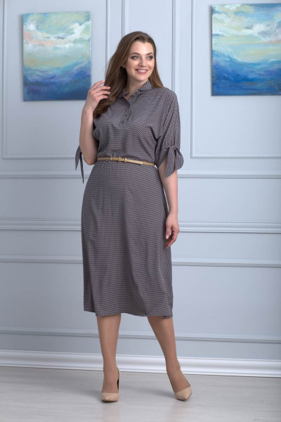 Платье Anelli 670 серый+горох - фото 1
