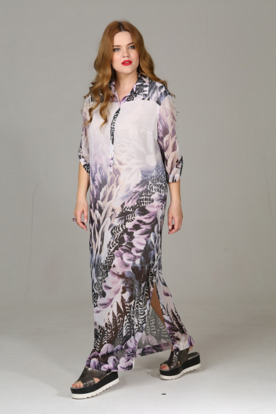 Платье Djerza 1336 серый+фиолет - фото 1