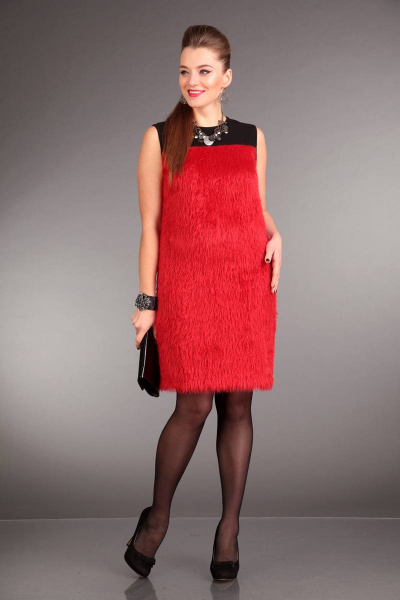 Платье Liona Style 561 красный - фото 1