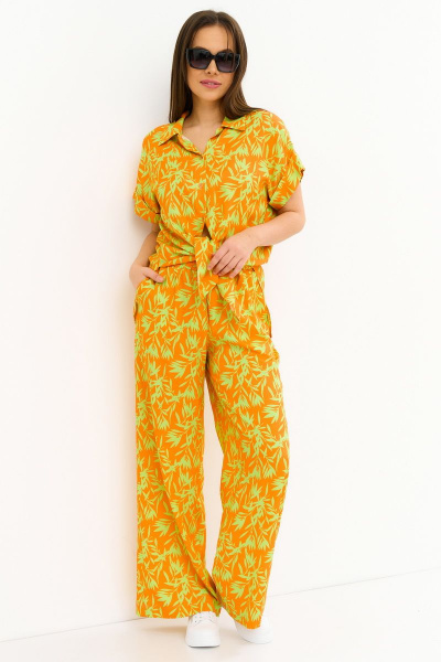 Блуза, брюки Магия моды 2271 оранжевый_салатовый - фото 1
