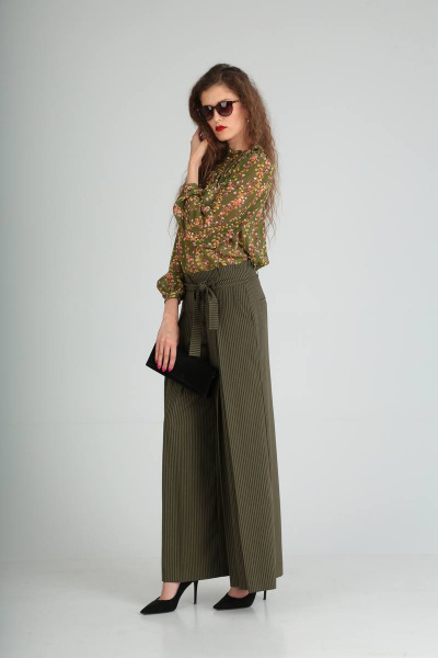 Блуза, брюки Viola Style 20530 хаки - фото 1
