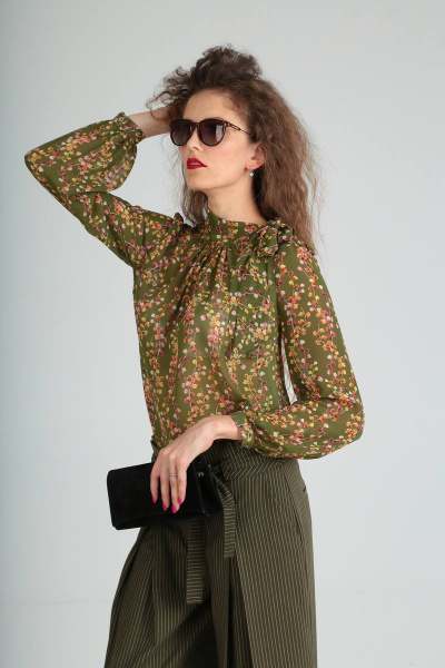 Блуза, брюки Viola Style 20530 хаки - фото 3