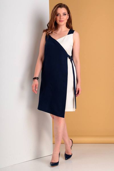 Платье Liona Style 703 синий/молочный - фото 1