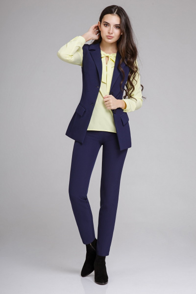 Блуза, брюки, жилет ASPO Design Felice_924 синий+желтый - фото 1
