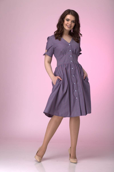 Платье Anelli 682 фиолет+красная_полоска - фото 2