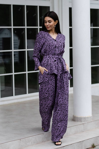 Блуза, брюки Ivera 6033 фиолетовый, черный - фото 4