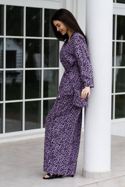 Блуза, брюки Ivera 6033 фиолетовый, черный - фото 3