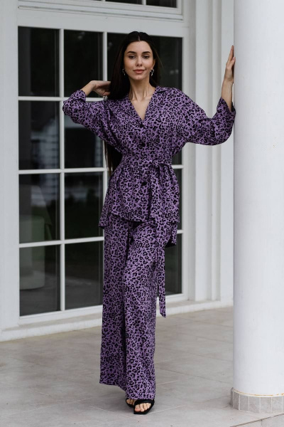 Блуза, брюки Ivera 6033 фиолетовый, черный - фото 1