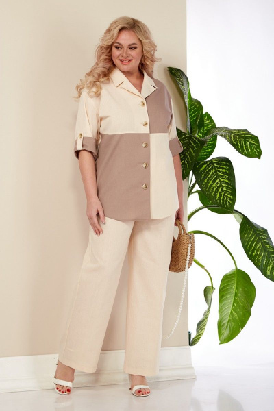 Блуза, брюки Anastasia 1000 кремовый - фото 3