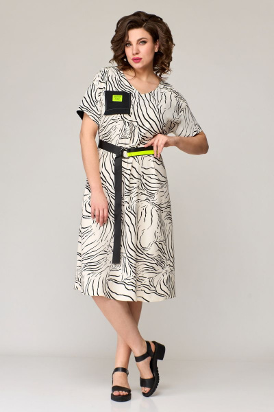 Платье Мишель стиль 1128 черно-молочный - фото 1