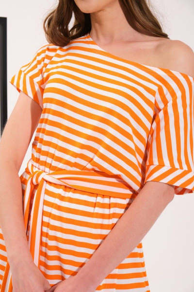 Платье VI ORO VR-1050 оранжевый-белый - фото 2
