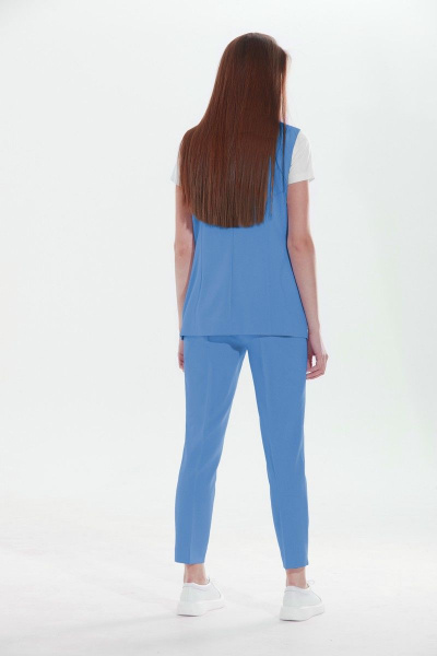 Блуза, брюки, жилет Alani Collection 1897 темно-голубой - фото 5