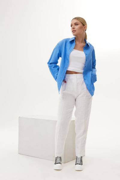 Блуза, брюки DAVA 164 синий-белый - фото 1