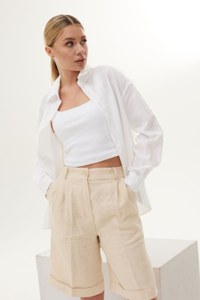 Блуза, шорты DAVA 165 бежевый-белый - фото 4
