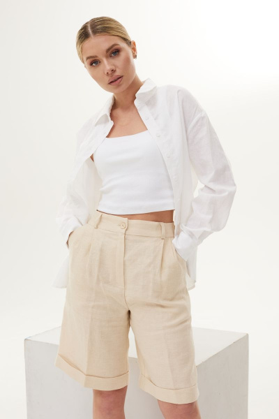 Блуза, шорты DAVA 165 бежевый-белый - фото 1