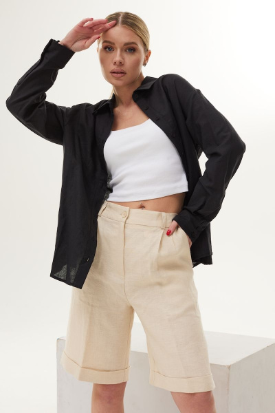 Блуза, шорты DAVA 165 черный-бежевый - фото 3