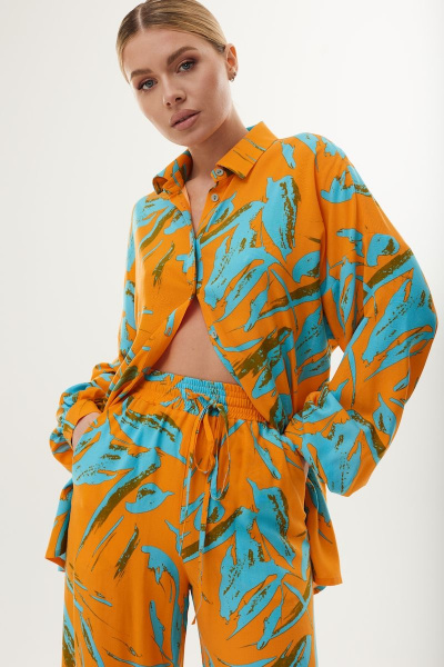Блуза, брюки DAVA 167 оранжевый-голубой - фото 3