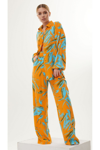 Блуза, брюки DAVA 167 оранжевый-голубой - фото 2