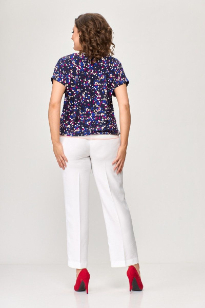 Блуза, брюки T&N 7395 цветные_камушки/белый - фото 6
